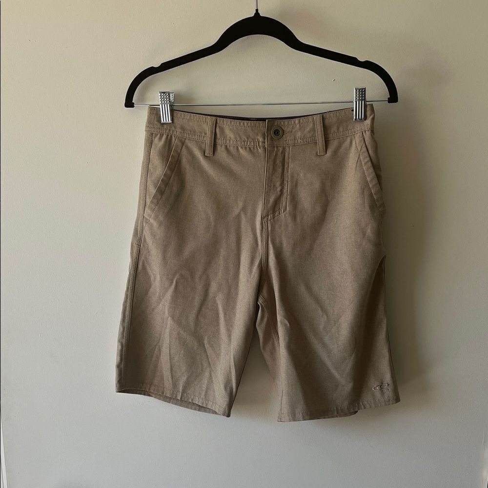 O'Neill Men's Khaki Flat Front Hybrid  Shorts size 27 GUC